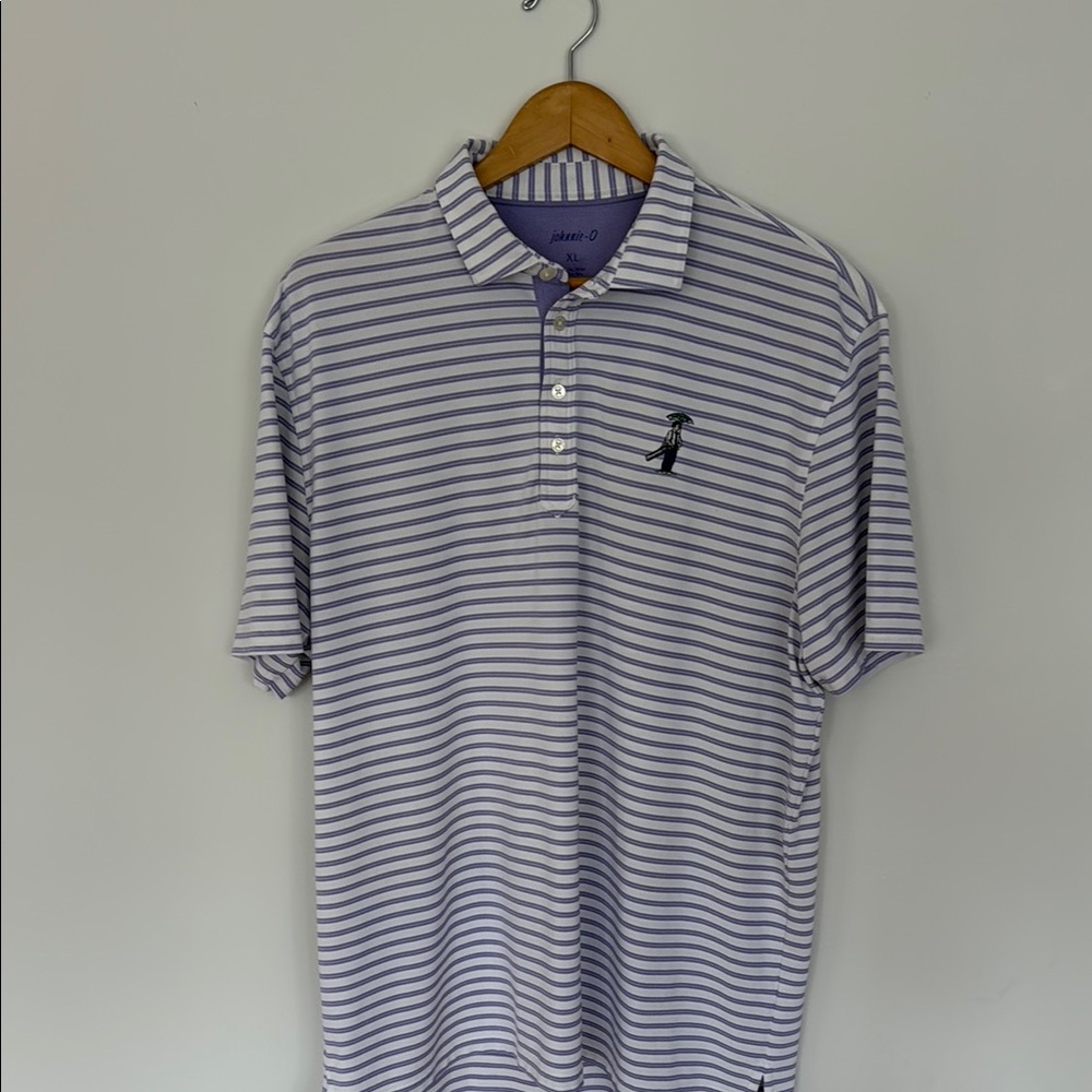 Johnnie-O Purple Striped Men's Polo Shirt (Glen Oak Country Club logo) XL
